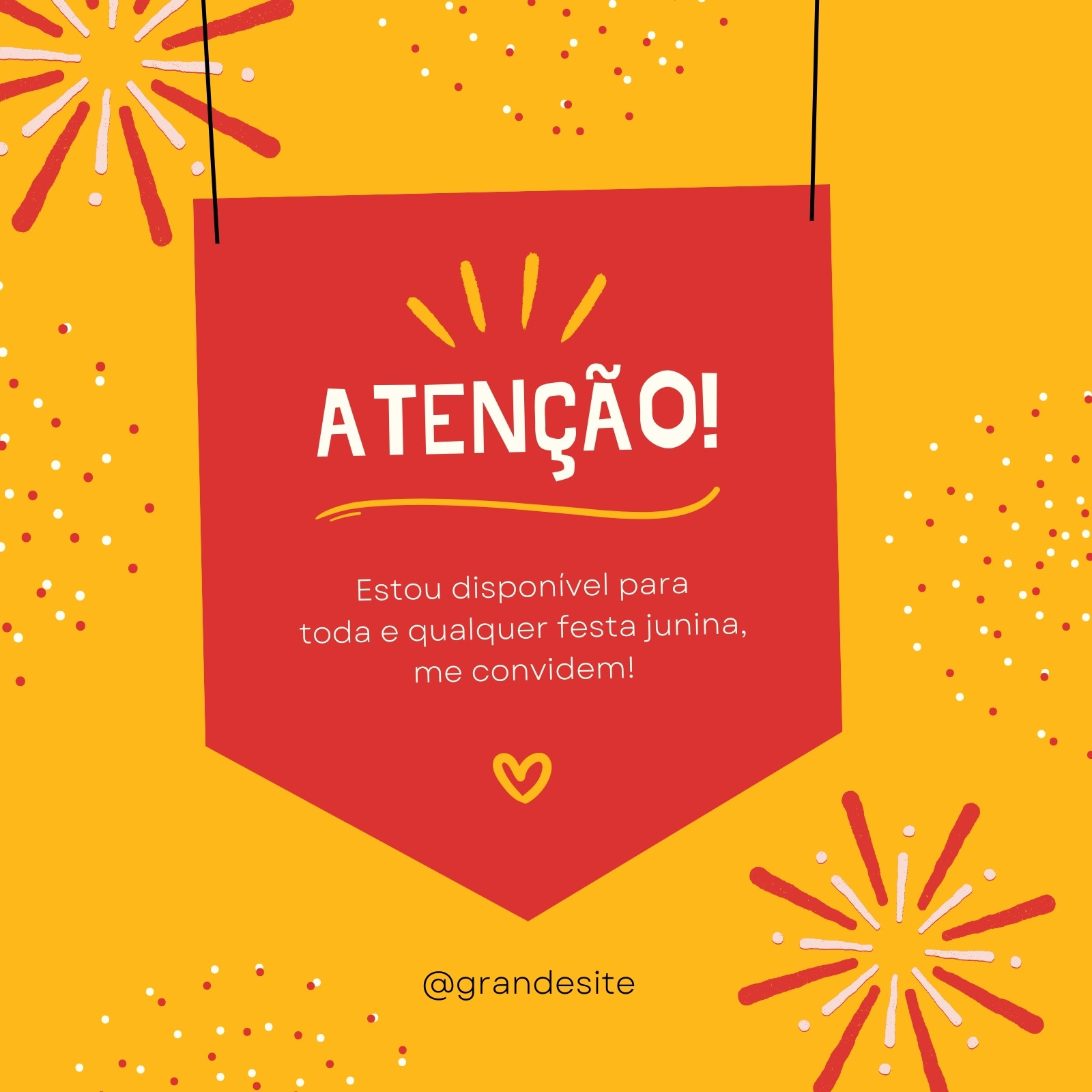 Post para Instagram placa para festa junina