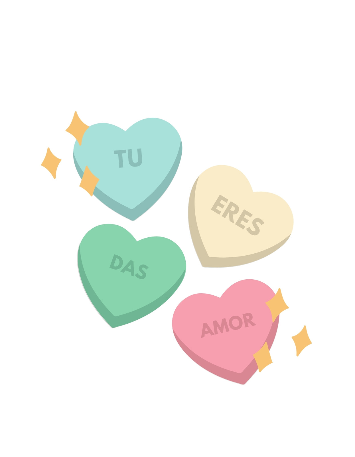 Camiseta Tipografía Corazones Amor Pastel