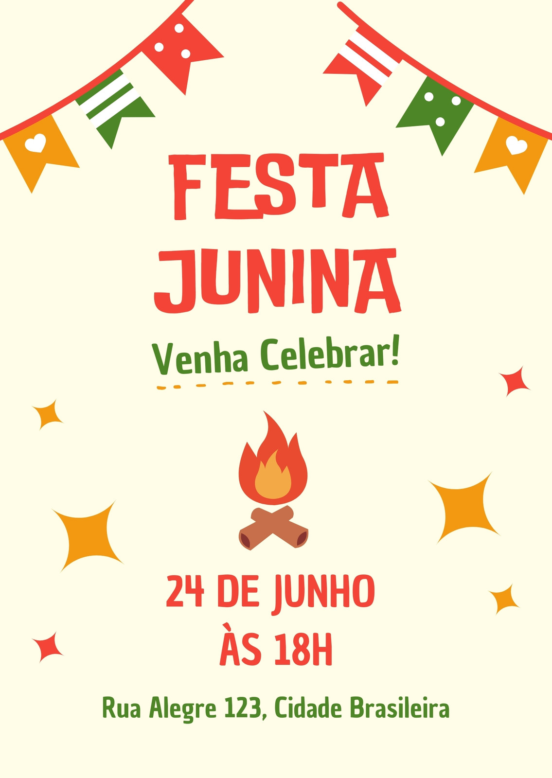 Convite de festa junina ilustrado bege
