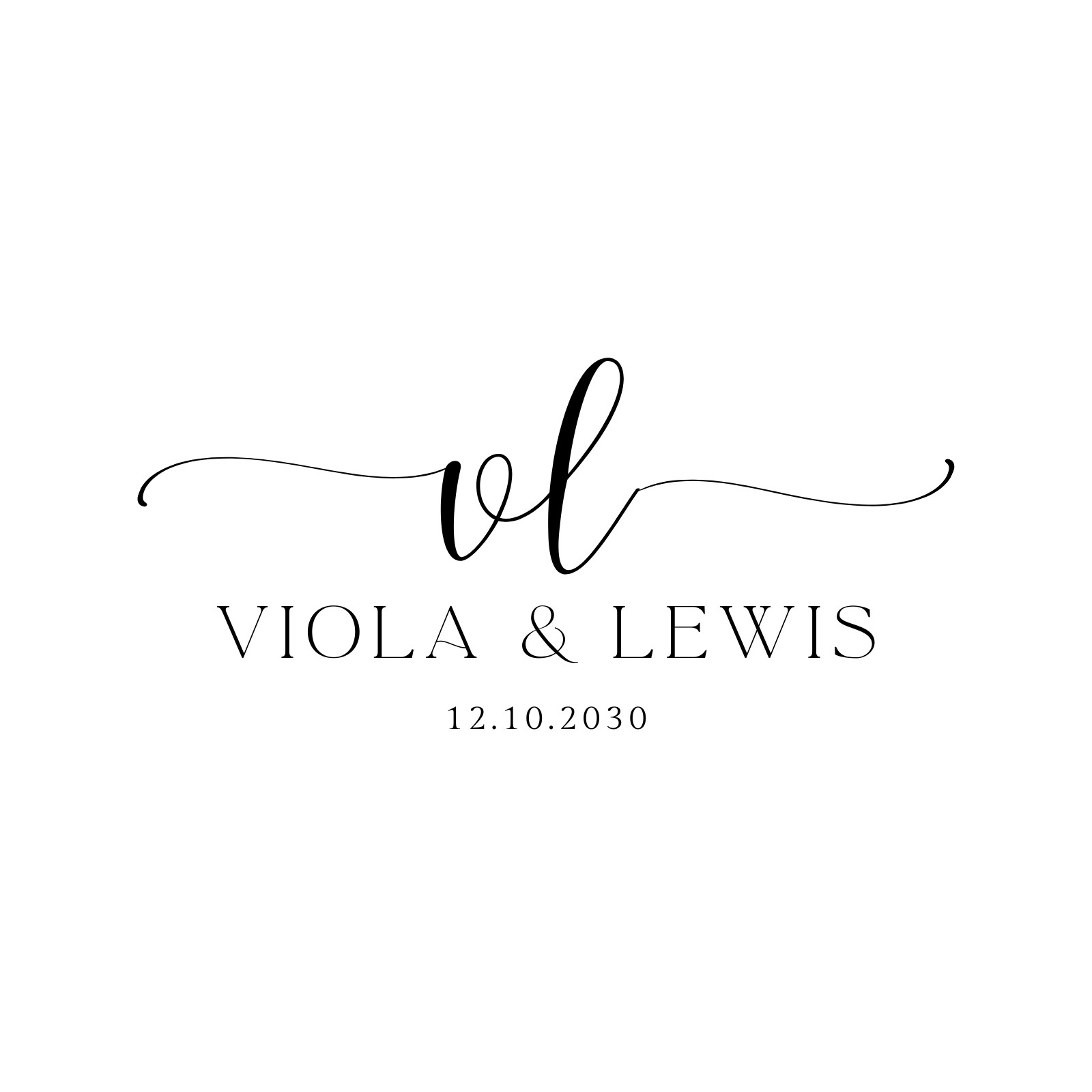 Black and White Minimalist Wedding Monogram Logo