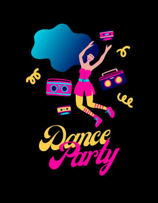 Colorful Illustration Retro 80s T-Shirt Canva template