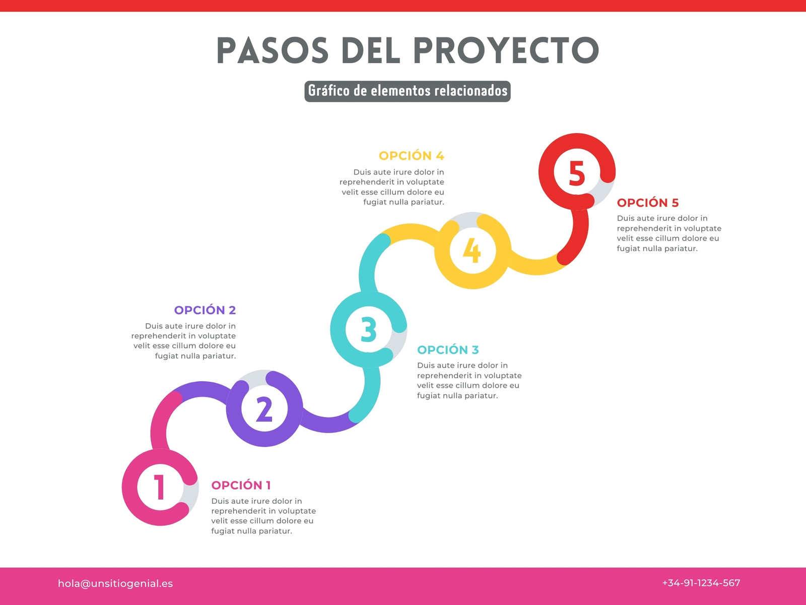 Gráfico de Pasos del Proyecto Infografía colorido Moderno progreso de Elementos Relacionados