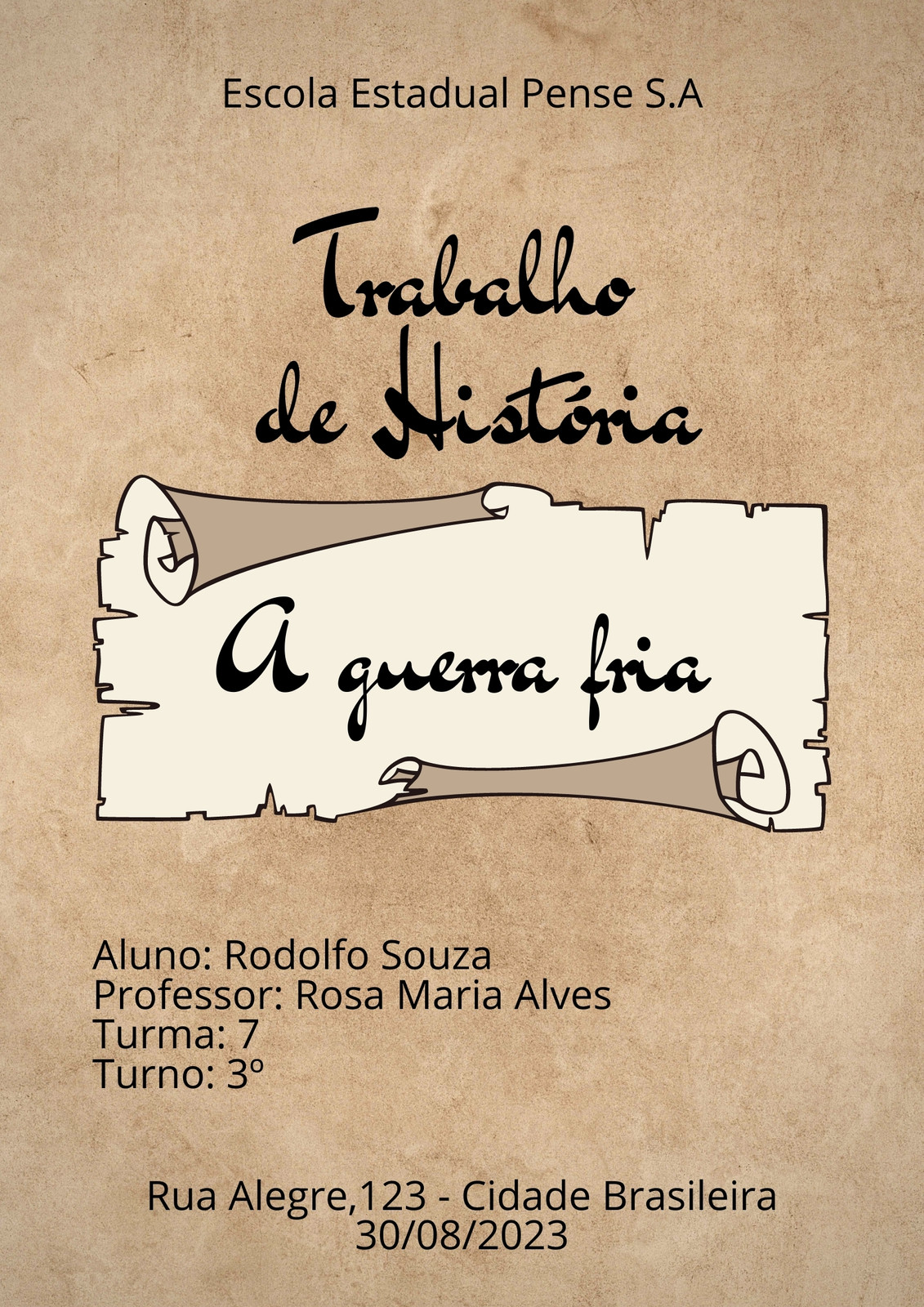 Capa de trabalho de história A4 vintage 