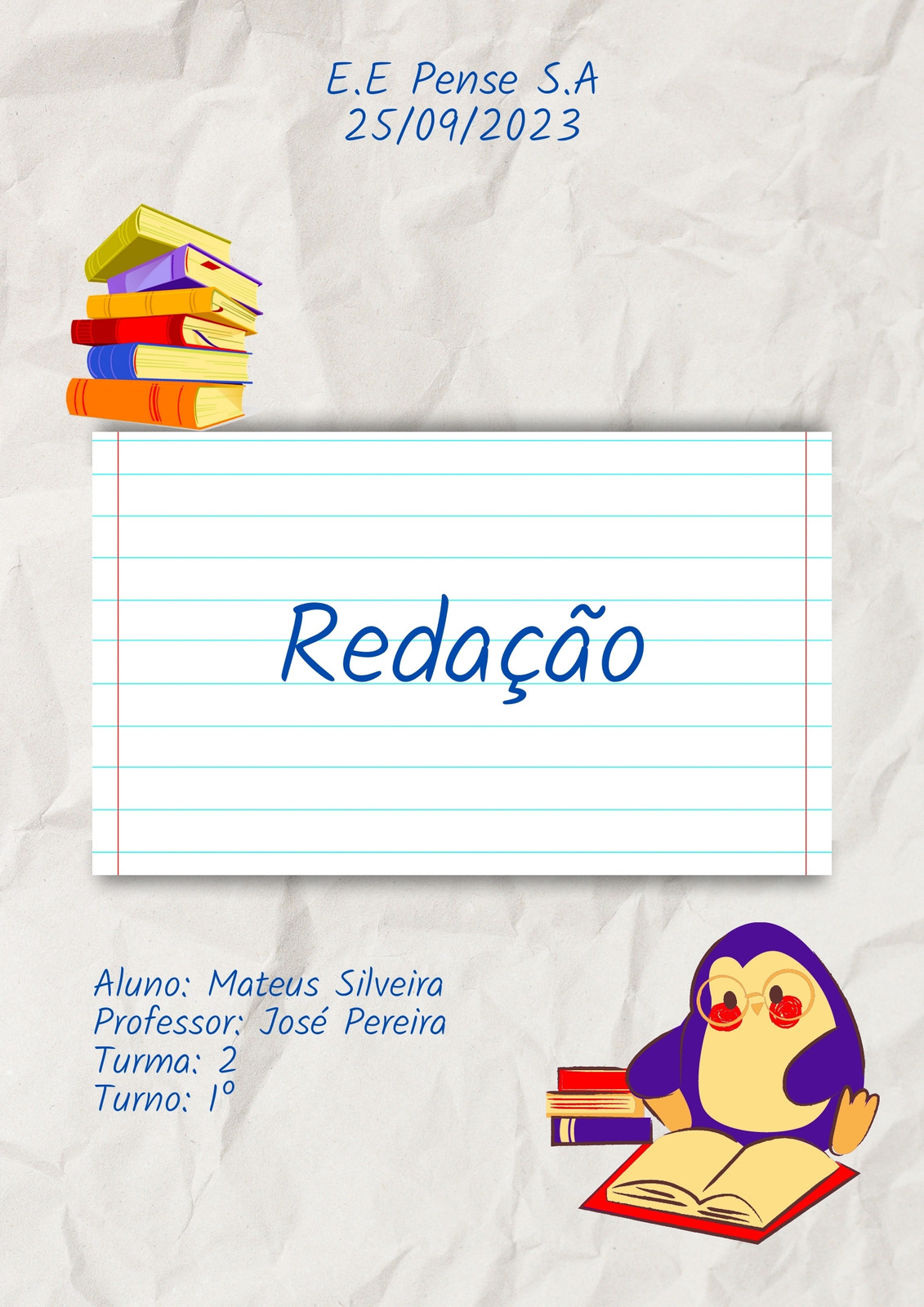 Capa de trabalho estilo papel ilustrado A4