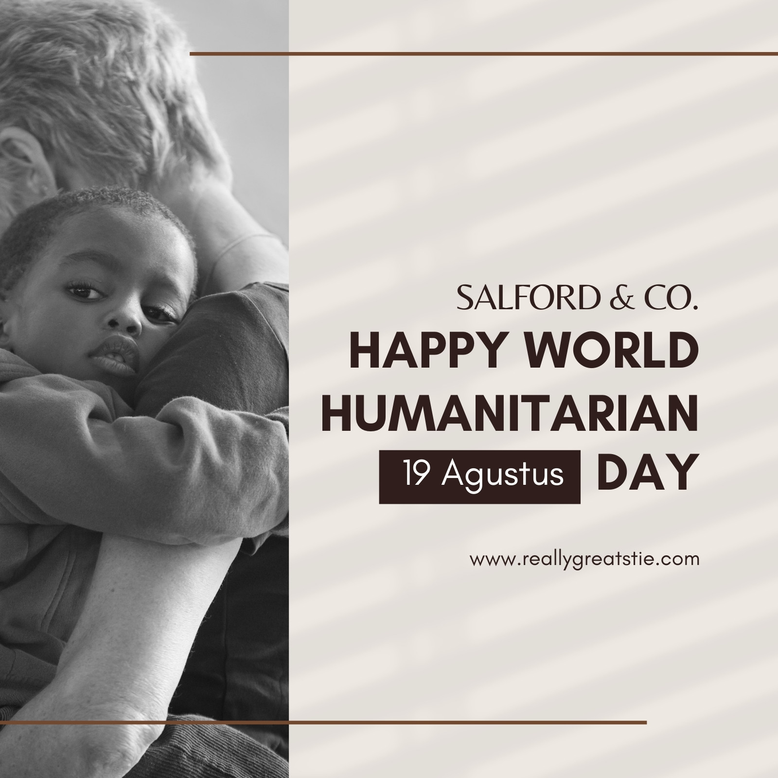 Brown And Grey Minimalist Happy World Humanitarian Day Instagram Post