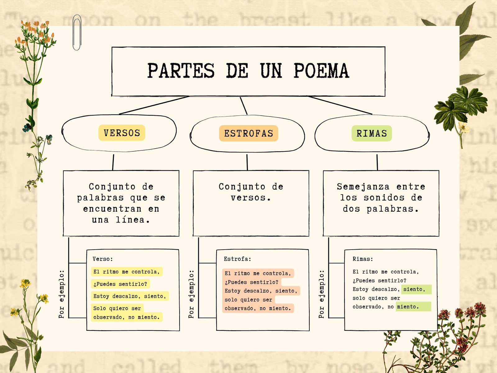 Mapa Conceptual Cuadro Sinóptico Poema Vintage Beige