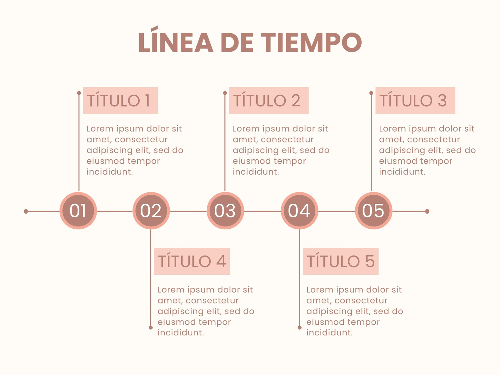 Gráfico línea de tiempo Timeline Flujo proceso Progreso Moderno Beige