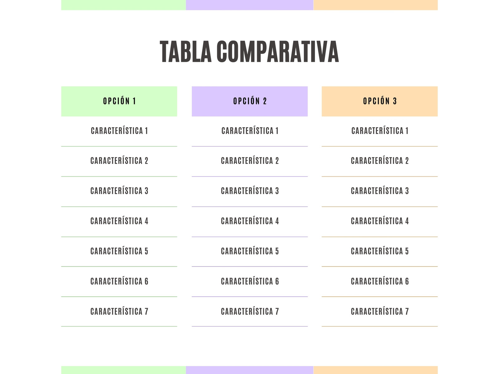 Gráfico Cuadro Comparativo Tabla Simple Formal Colorido