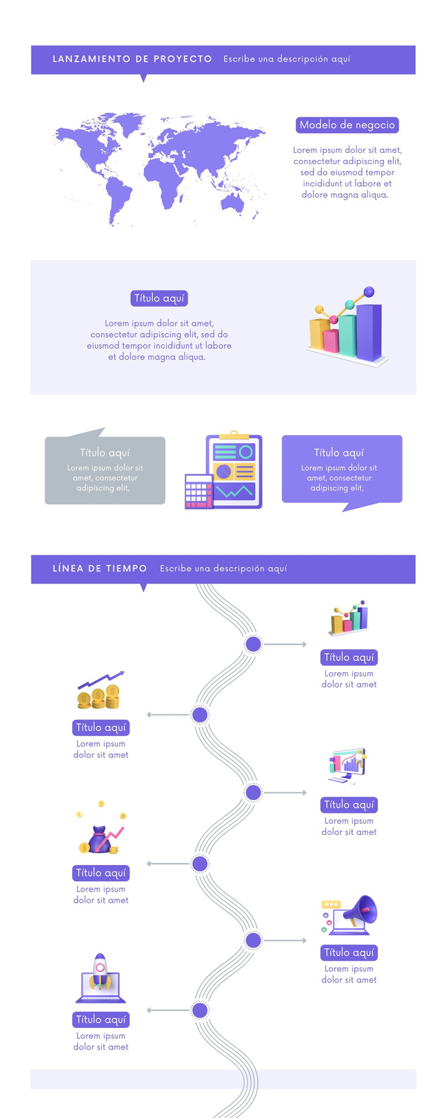 Infografía Línea de Tiempo Marketing Moderno Lila