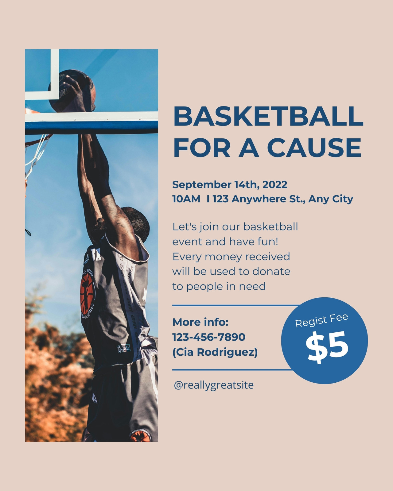 Blue Minimalist Social Charity Activity & Event Basketball For A Cause Instagram Post