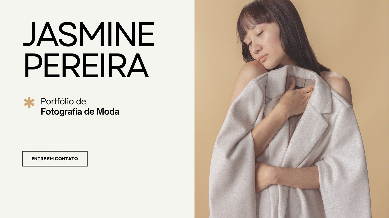 Site de Portfólio Fotografia Minimalista Moderno Neutro Quente Bege Dourado Marrom