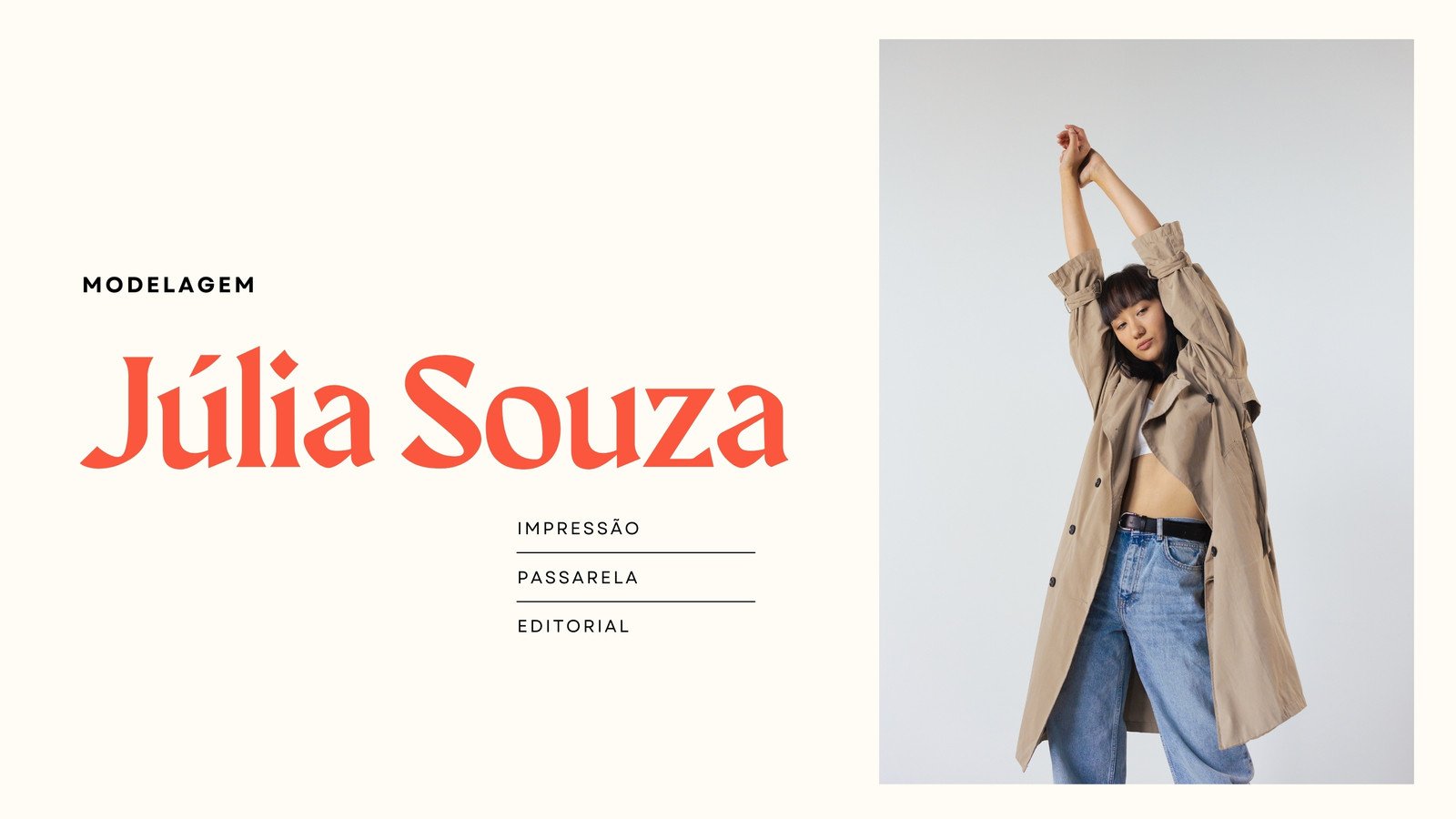 Site de Portfólio Modelagem Experimental Neutro Quente Amarelo Pastel Laranja Vivo Bege