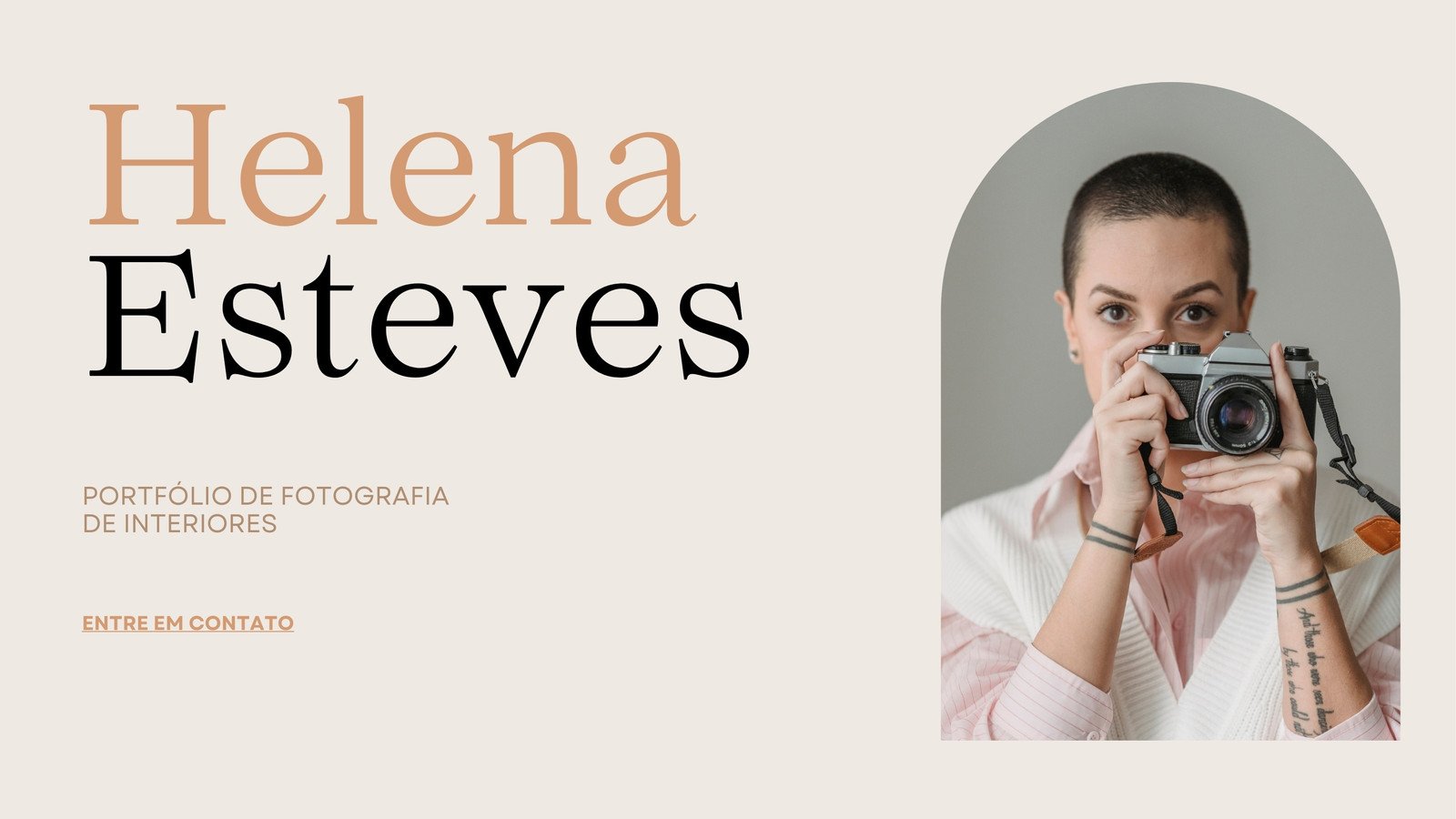 Site de Portfólio Fotografia Minimalista Clássico Neutro Quente Laranja-pastel Preto