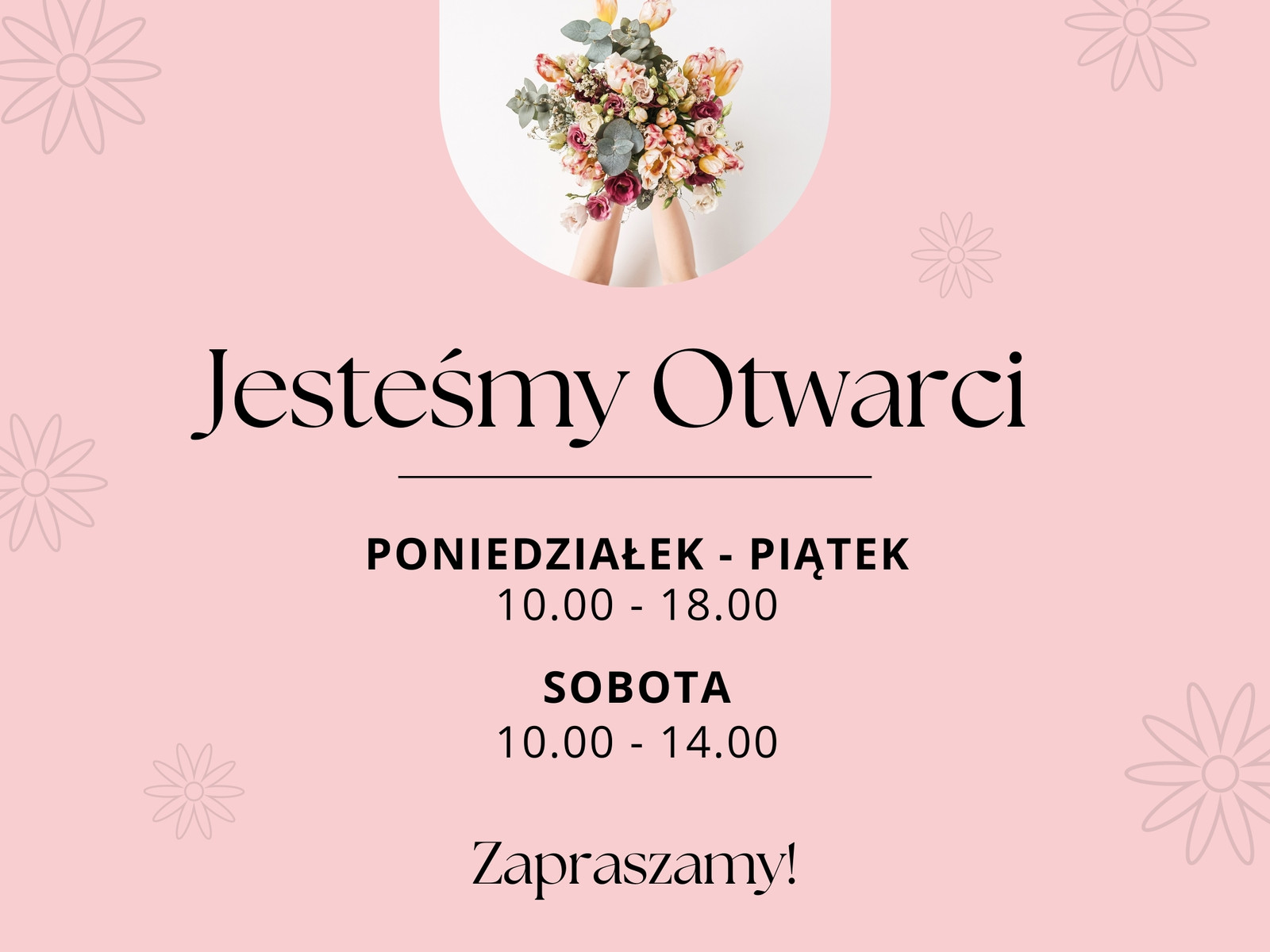 Różowo Czarny Delikatny i Kobiecy Szyld Jesteśmy Otwarci Różowo Czarny Delikatny i Kobiecy Szyld Jesteśmy Otwarci