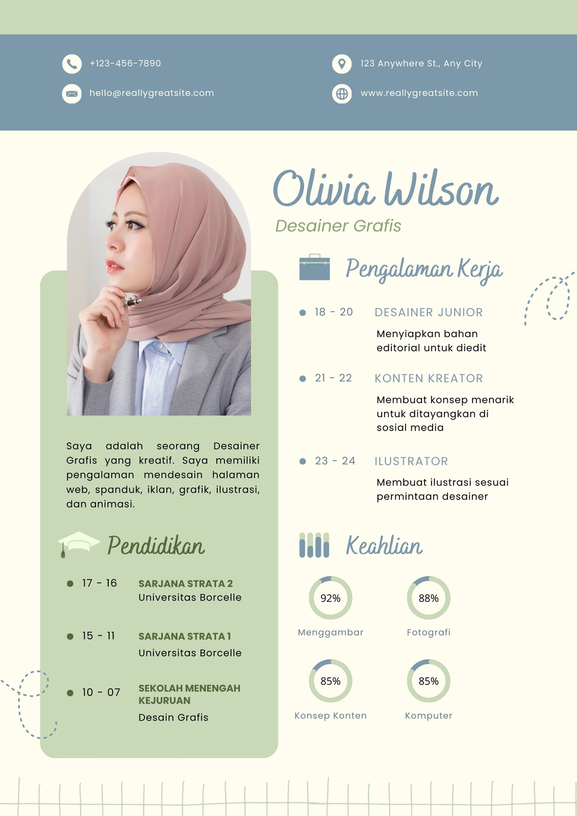 Krem dan Hijau Pastel Desainer Grafis Bergaya Minimalis Kreatif Daftar Riwayat Hidup Krem dan Hijau Pastel Desainer Grafis Bergaya Minimalis Kreatif Daftar Riwayat Hidup