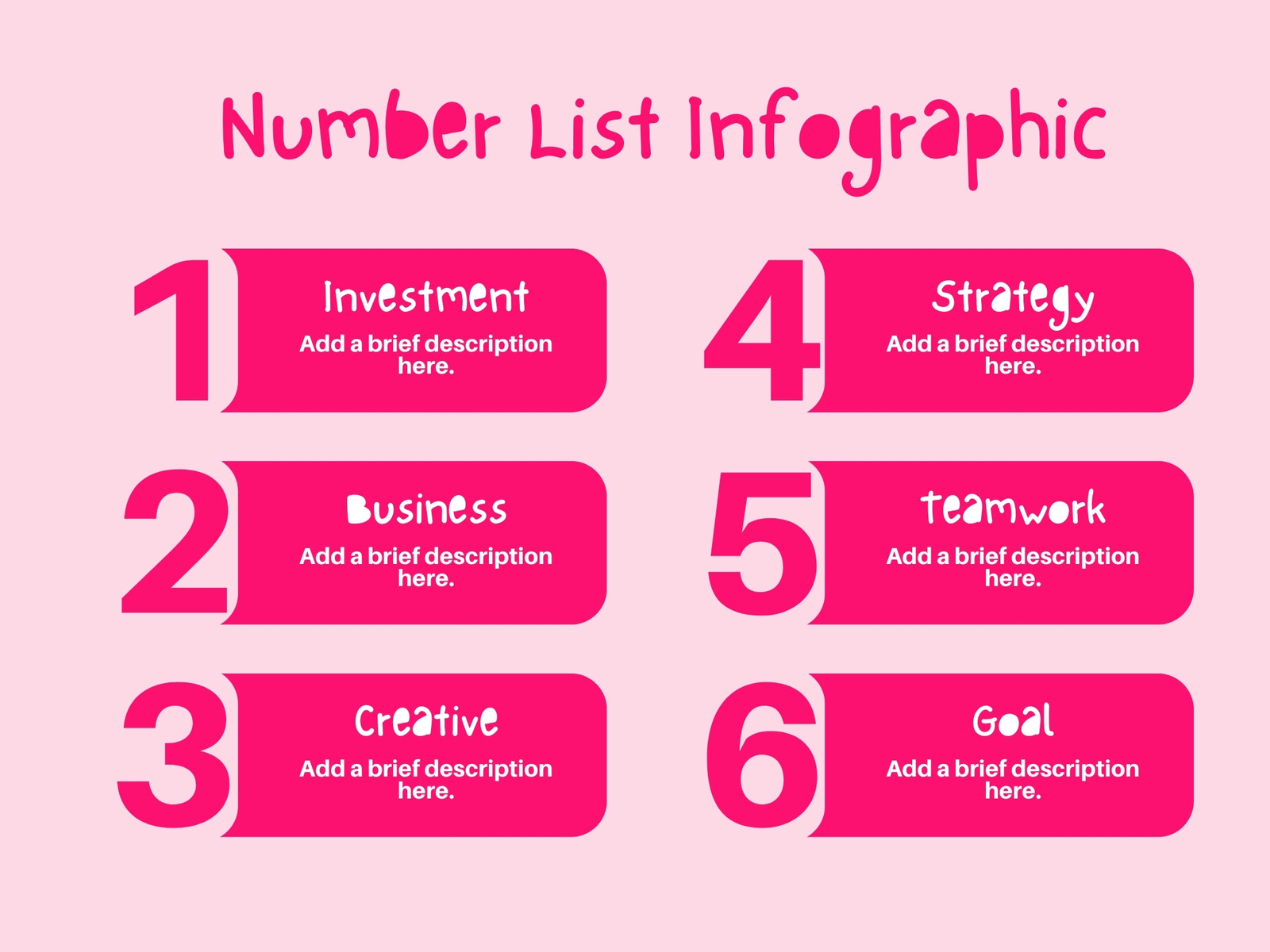 Pink Simple Number List Infographic