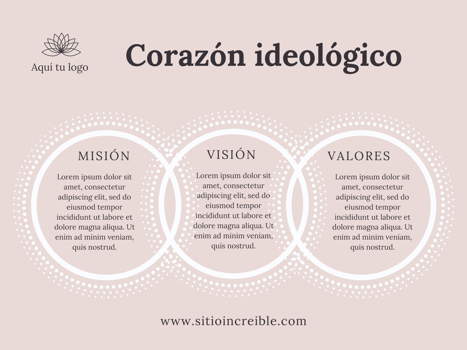 grafica mision vision circulos minimalista crema