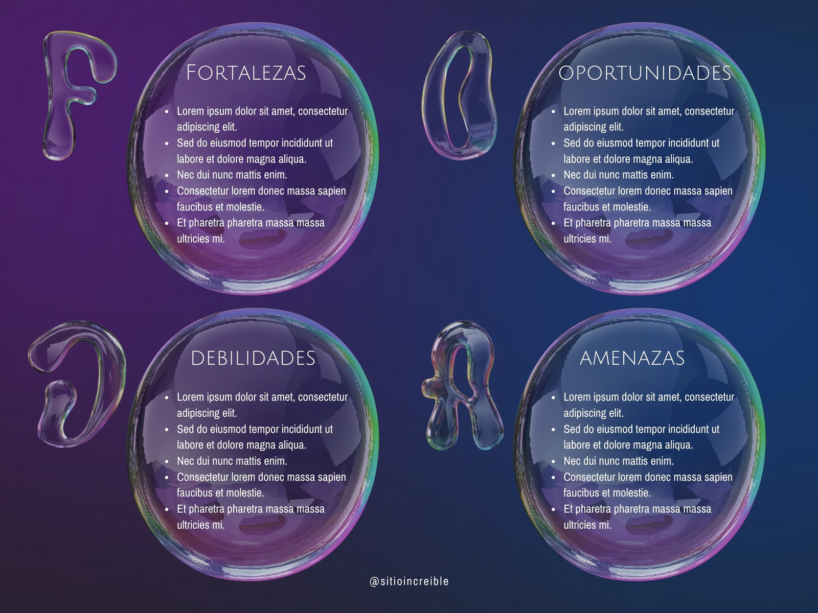 Análisis FODA - Futurista, degradado y azul - Matriz FODA