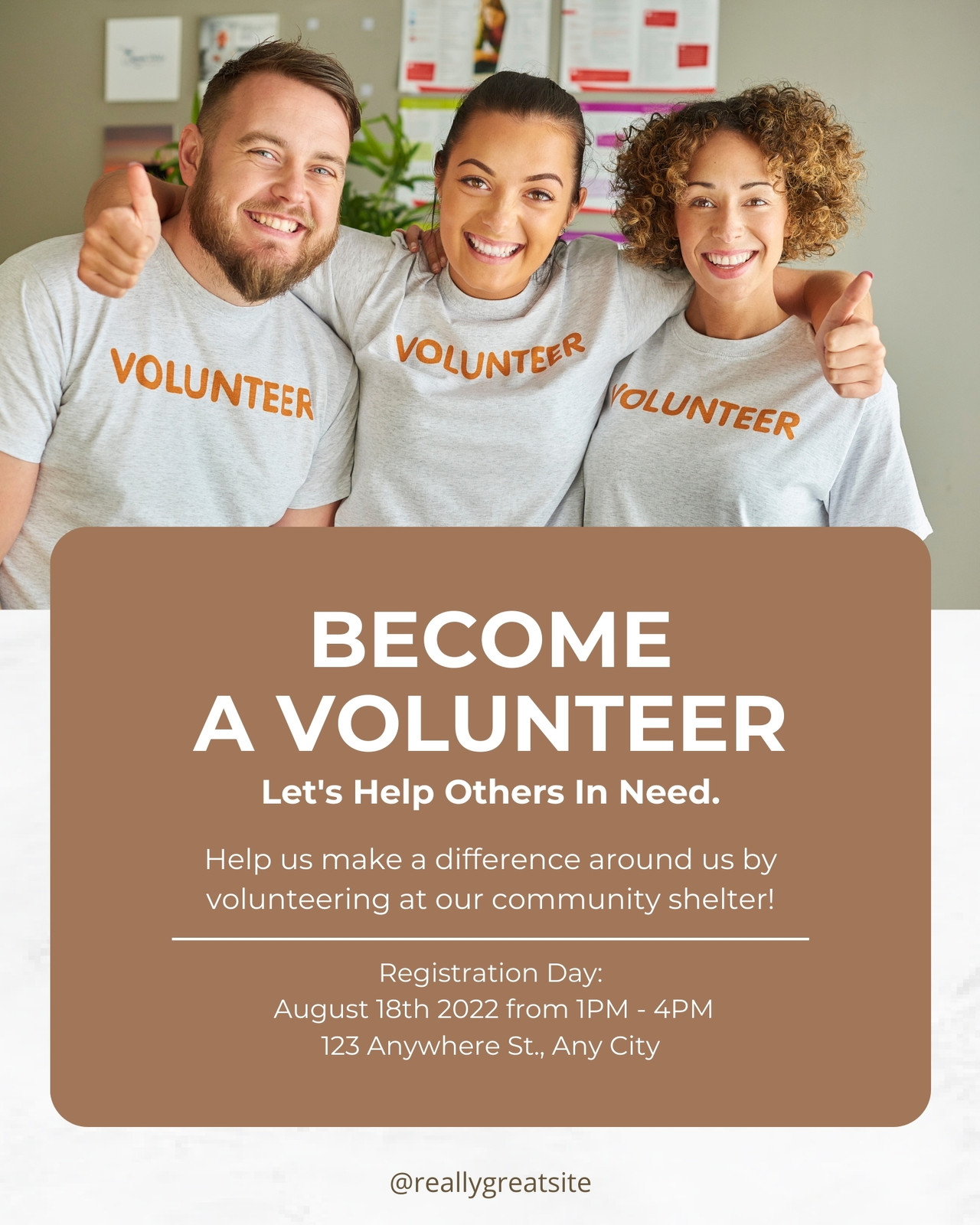 Beige Minimalist Volunteer Nedeed Become A Volunteer Instagram Post