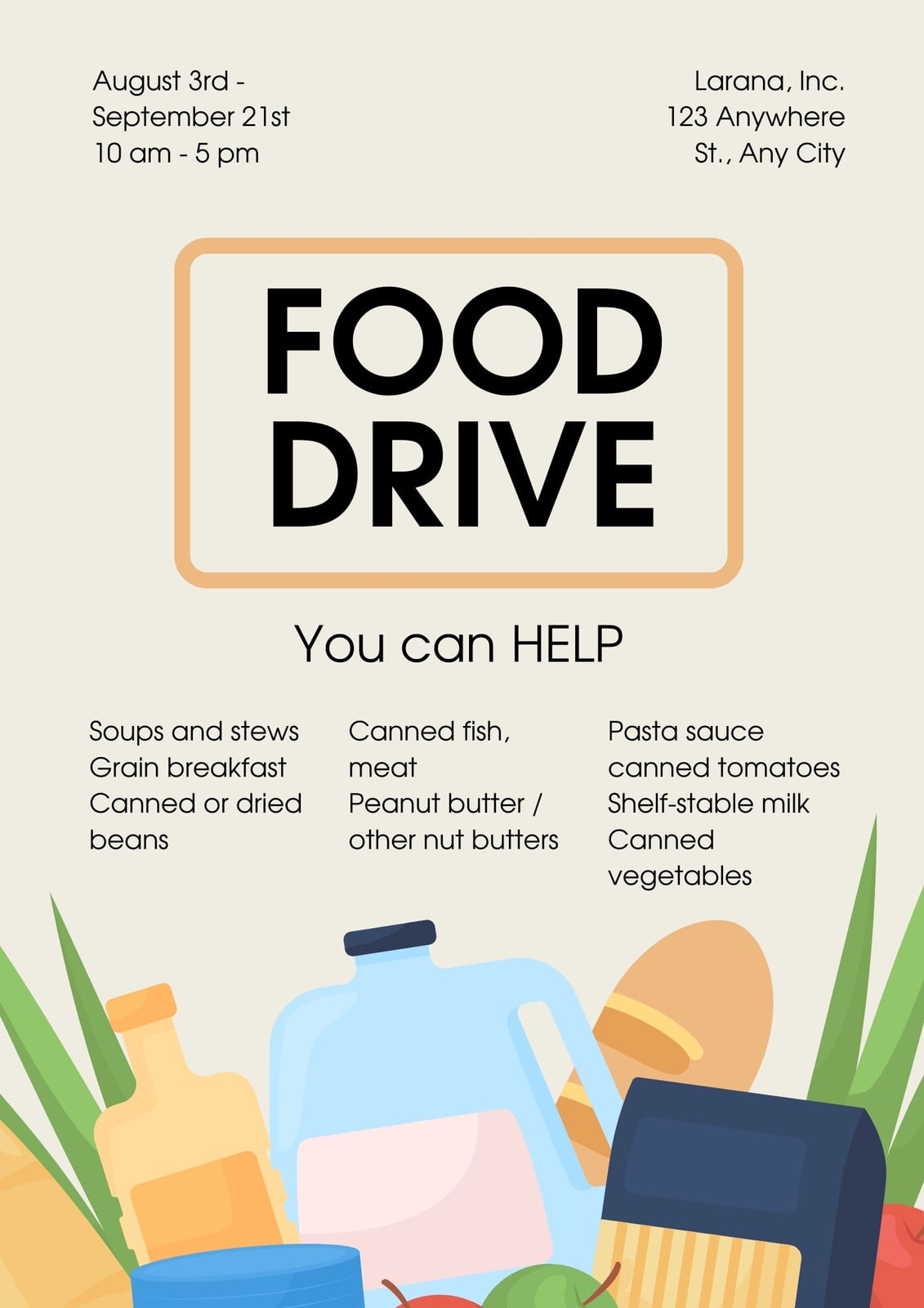 Beige Bold Food Drive Poster