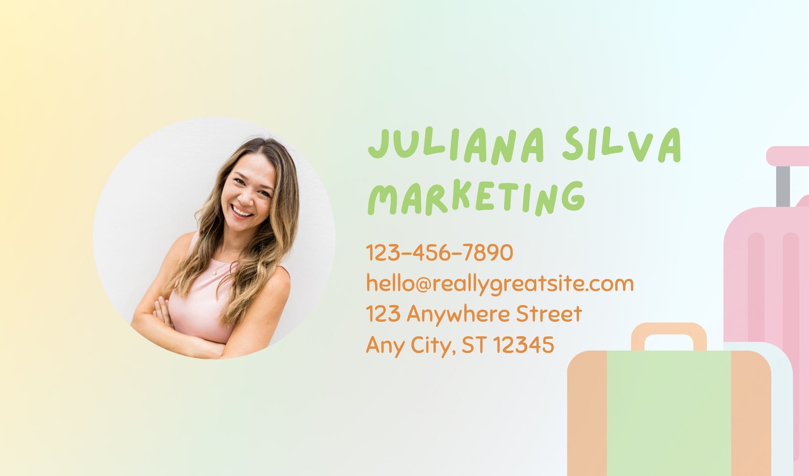 Orange & Pink Minimalist Travel Agency Business Card