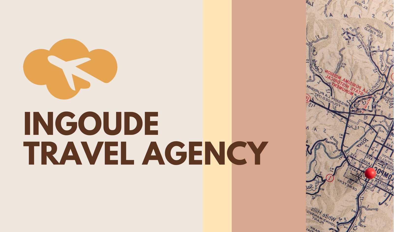 Brown and Cream Minimalist Travel Agency Business Card