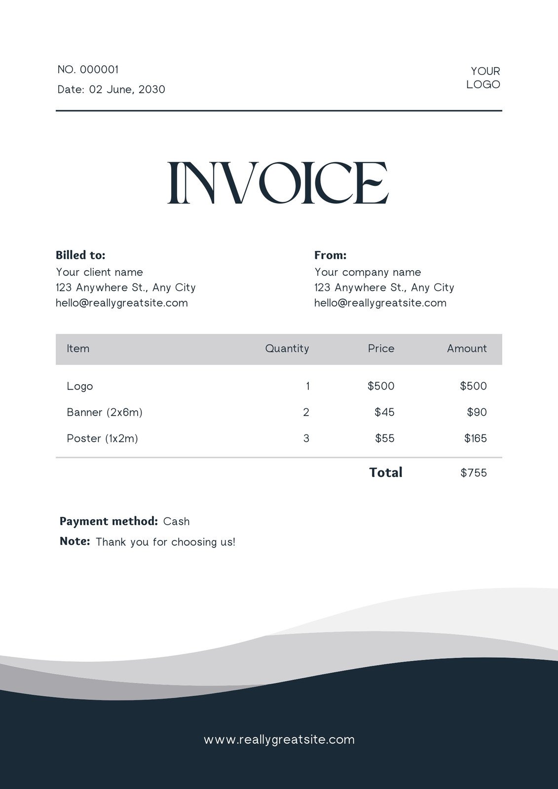 Black And White Minimal Freelancer Invoice