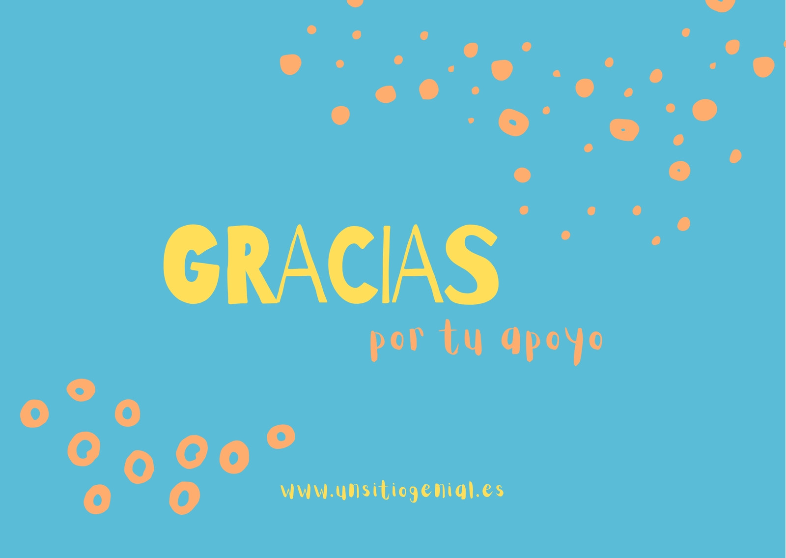 Tarjeta de agradecimiento divertida colorida azul y amarillo