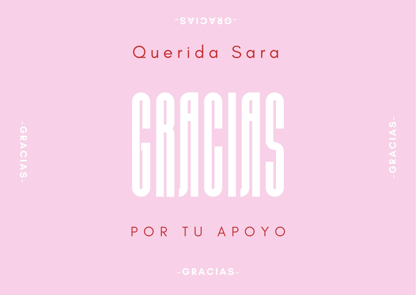 Tarjeta de agradecimiento  aesthetic rosa rojo blanco