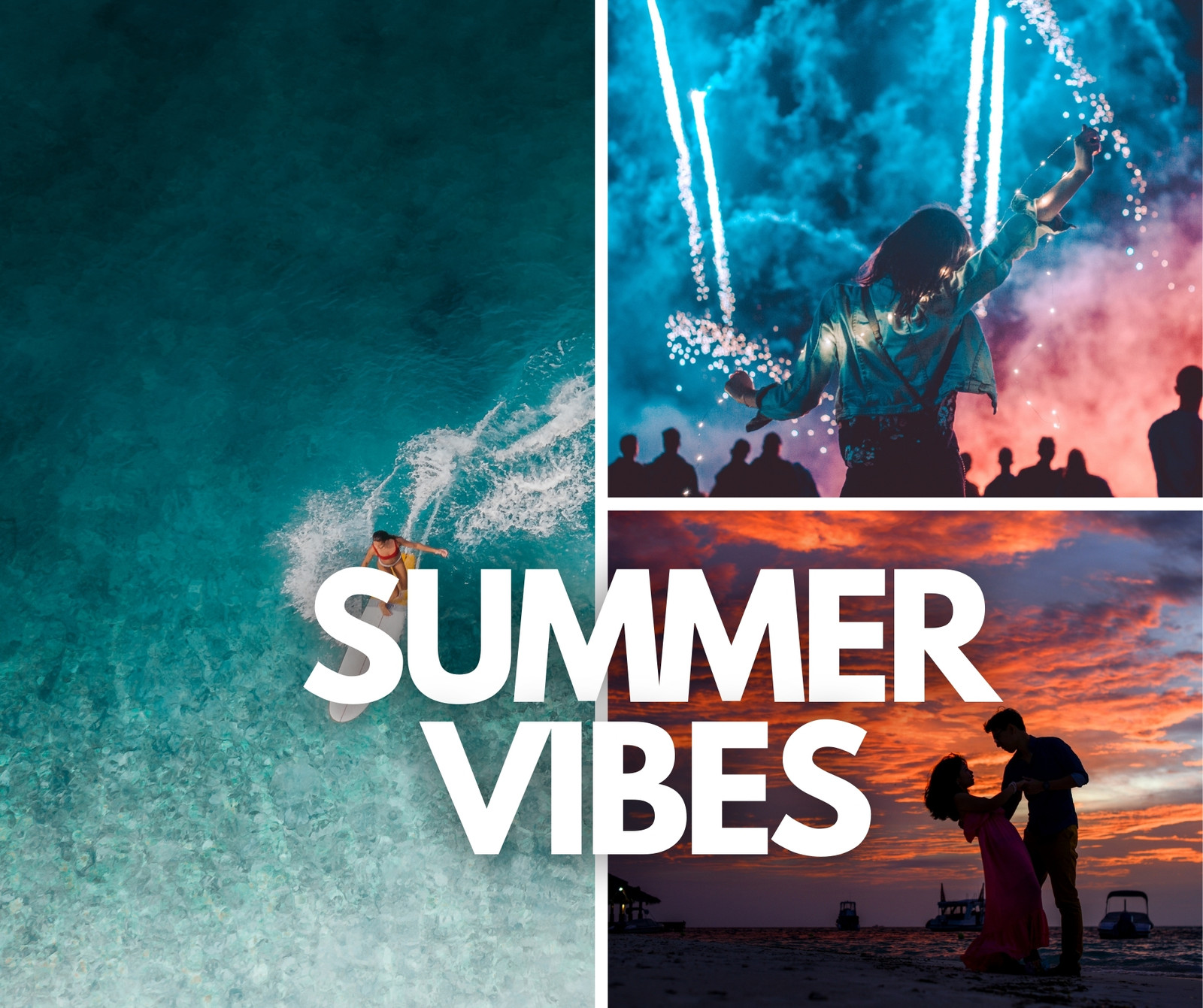  Azzurro Spiaggia Semplice Collage Post di Facebook