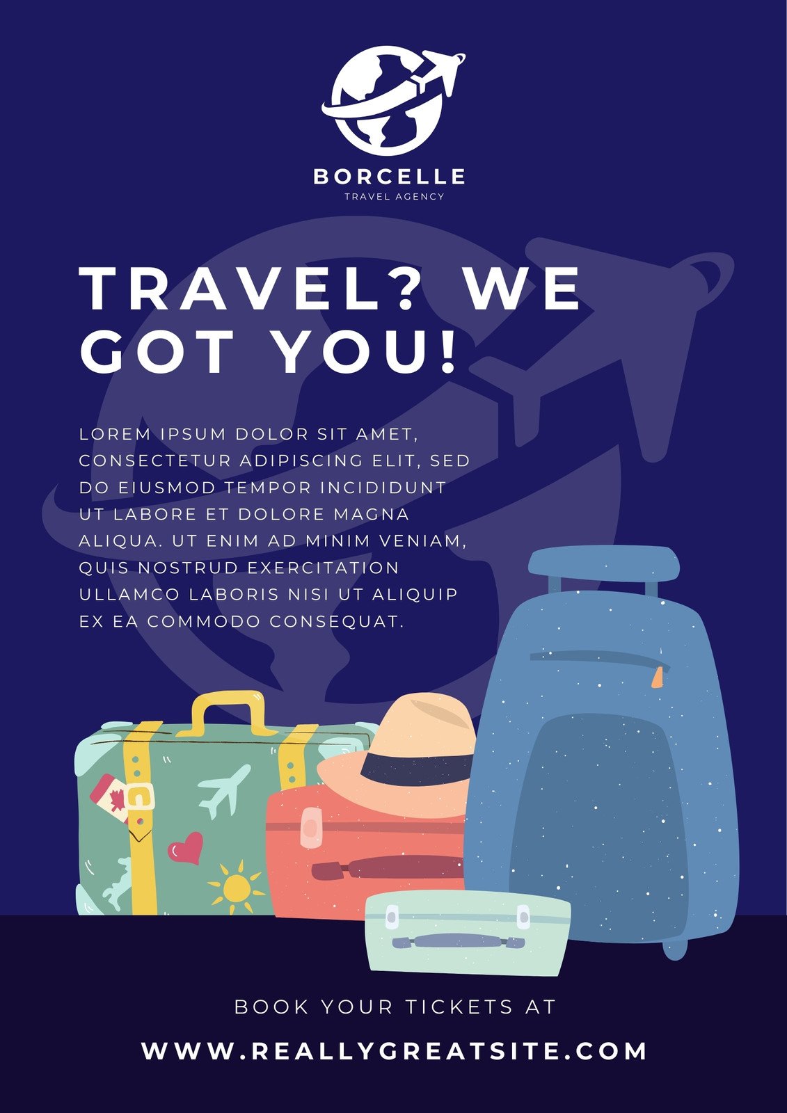 Blue Illustration Travel Agency Poster