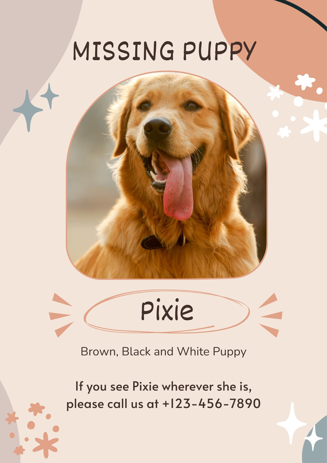 beige modern missing puppy poster