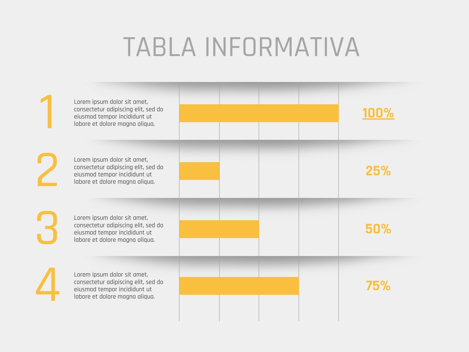 Gráfico Tabla informativa con Datos Profesional Simple Gris y Amarillo