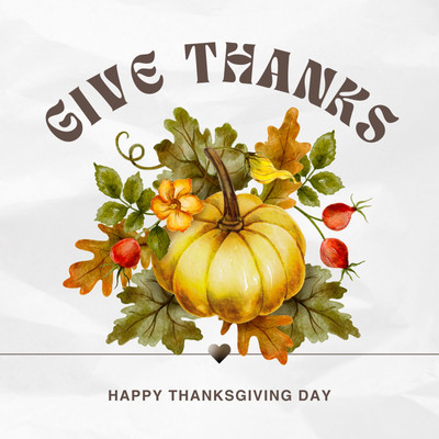 Colorful Illustration Thanksgiving Day Instagram Post Canva template, yellow