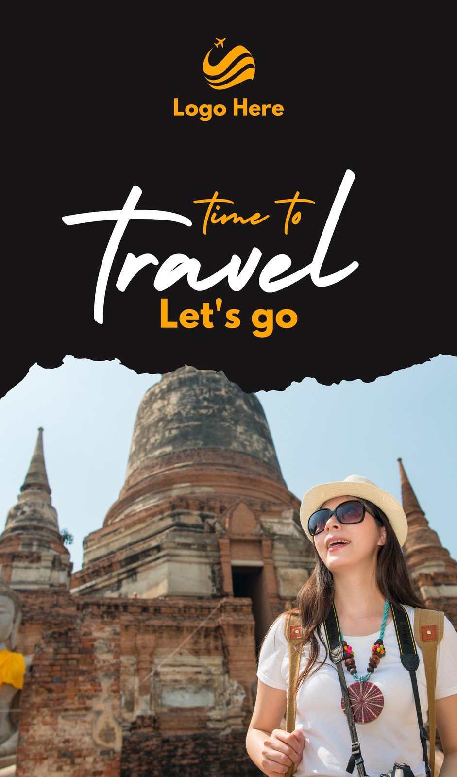 Black And Blue Modern Travel Agency Business Card Potrait