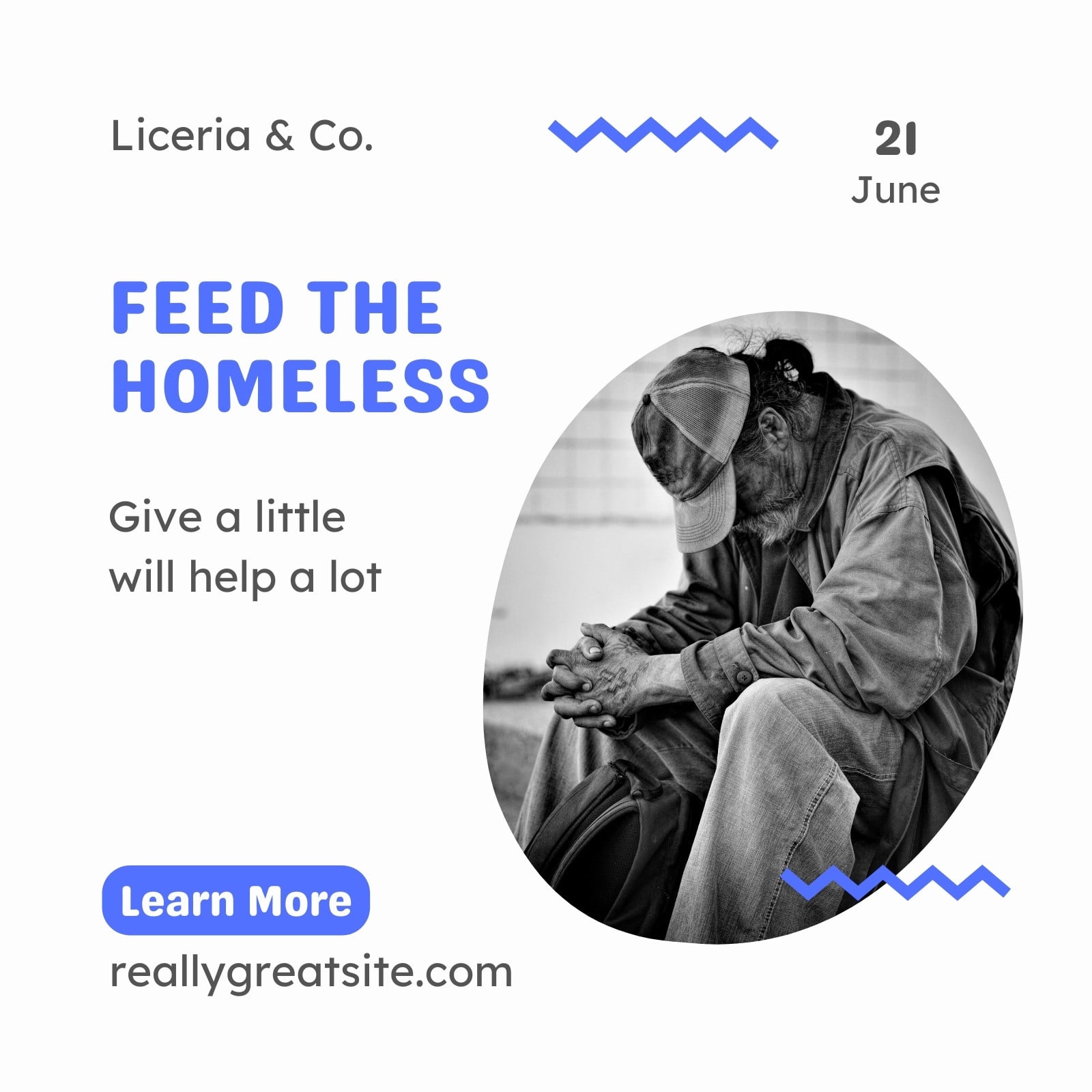 White Blue Creative Minimalist Monotone Donation Instagram Post