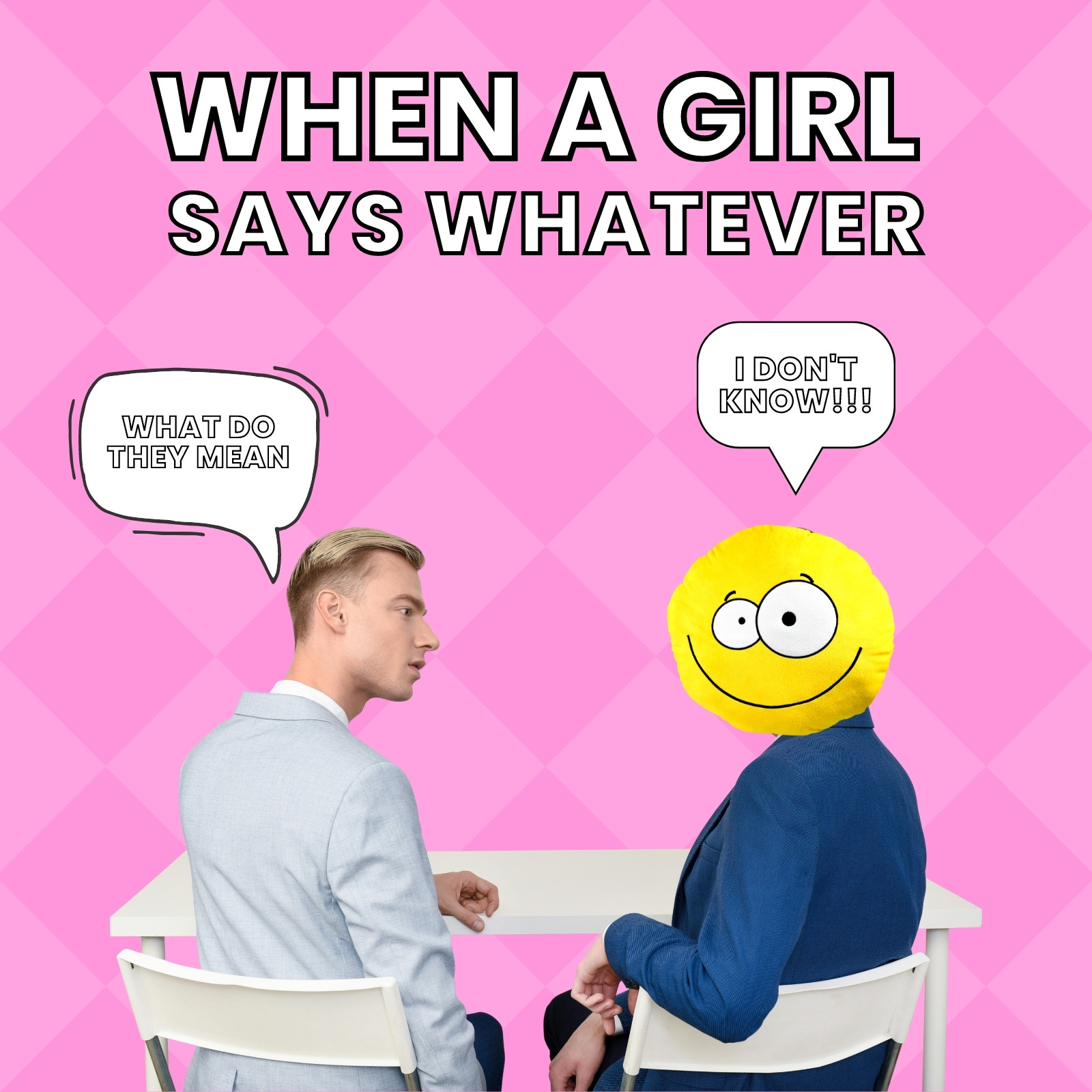 Pink Simple When A Girl Meme