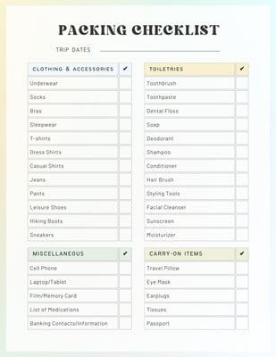 Free and customizable packing templates