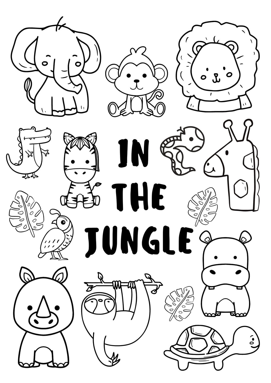 Jungle Animal Templates Printable Jungle Animals Coloring Pages For