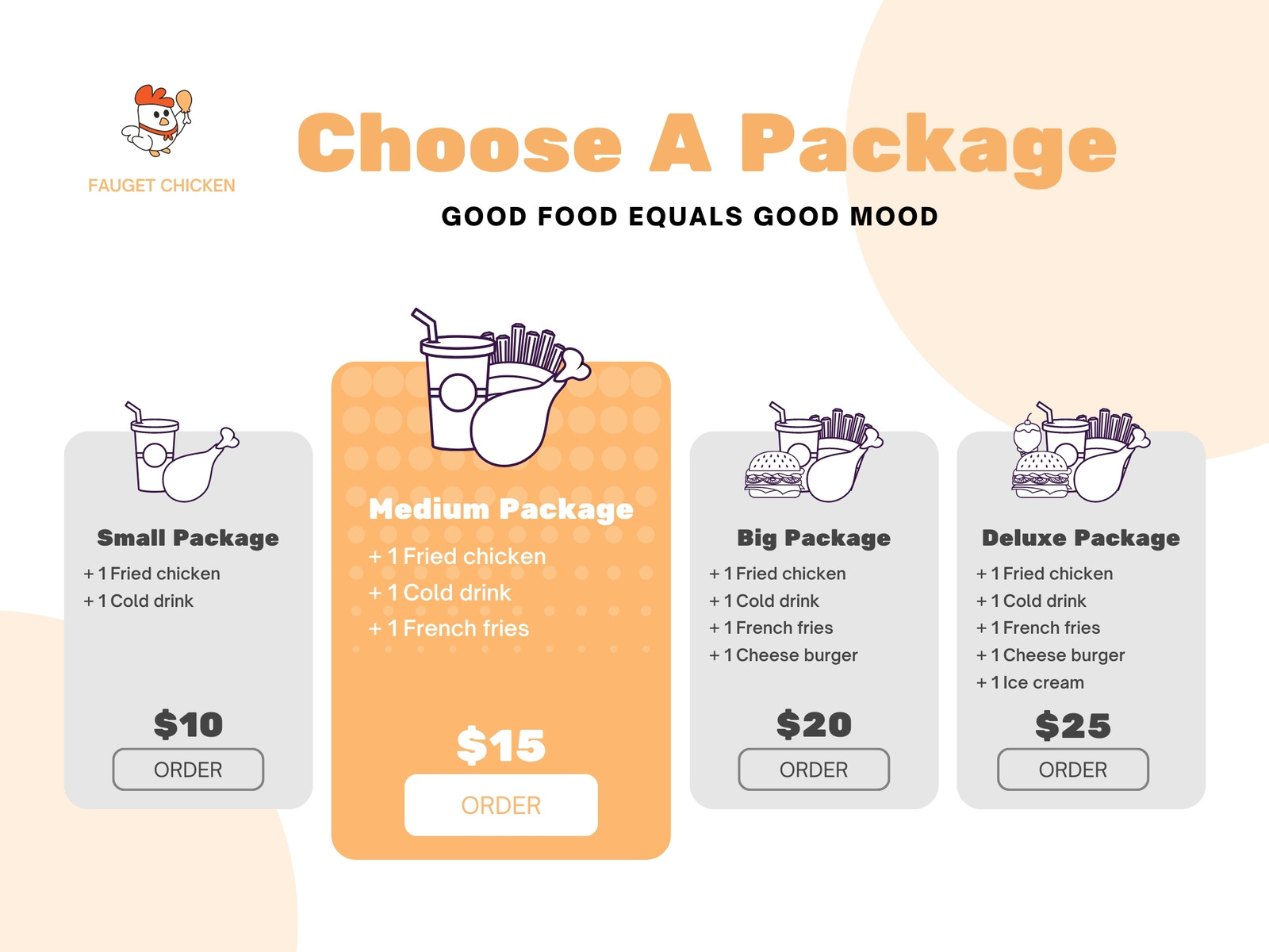 Orange Grey Playful Illustration Food Package Price List