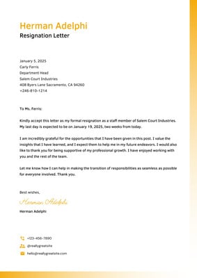 Fillable Resignation Letter Sample Resignation Letter 2550x3300