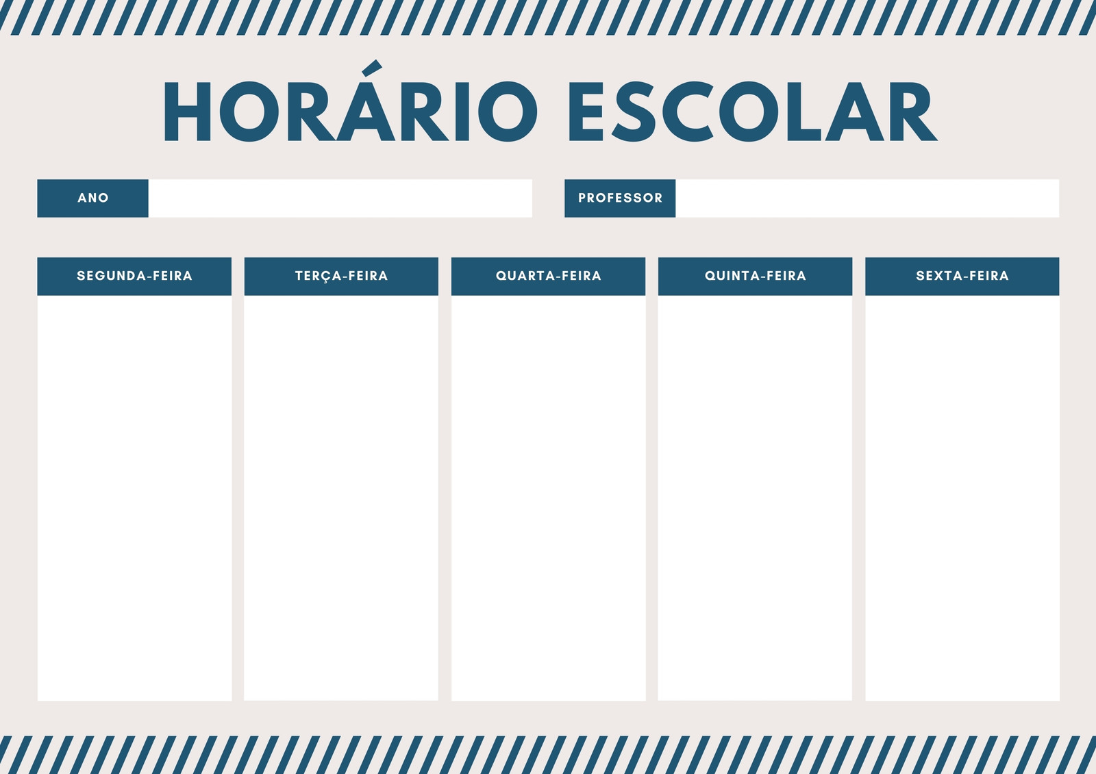 Azul e Bege Linhas Horário Turma
