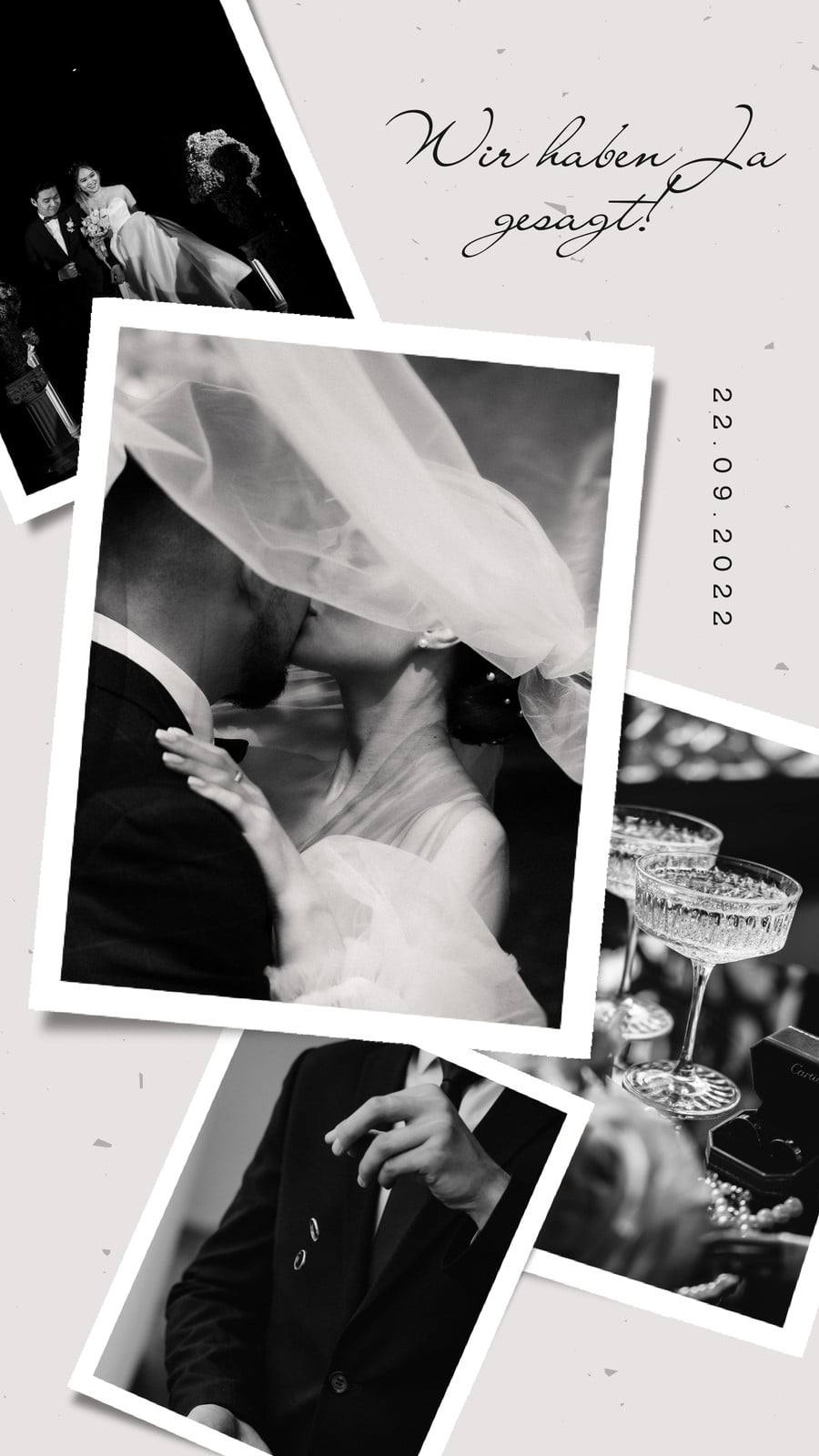 Schwarz Weiß Eleganz Ästhetisch Luxuriöse Hochzeit Foto Collage Instagram Story