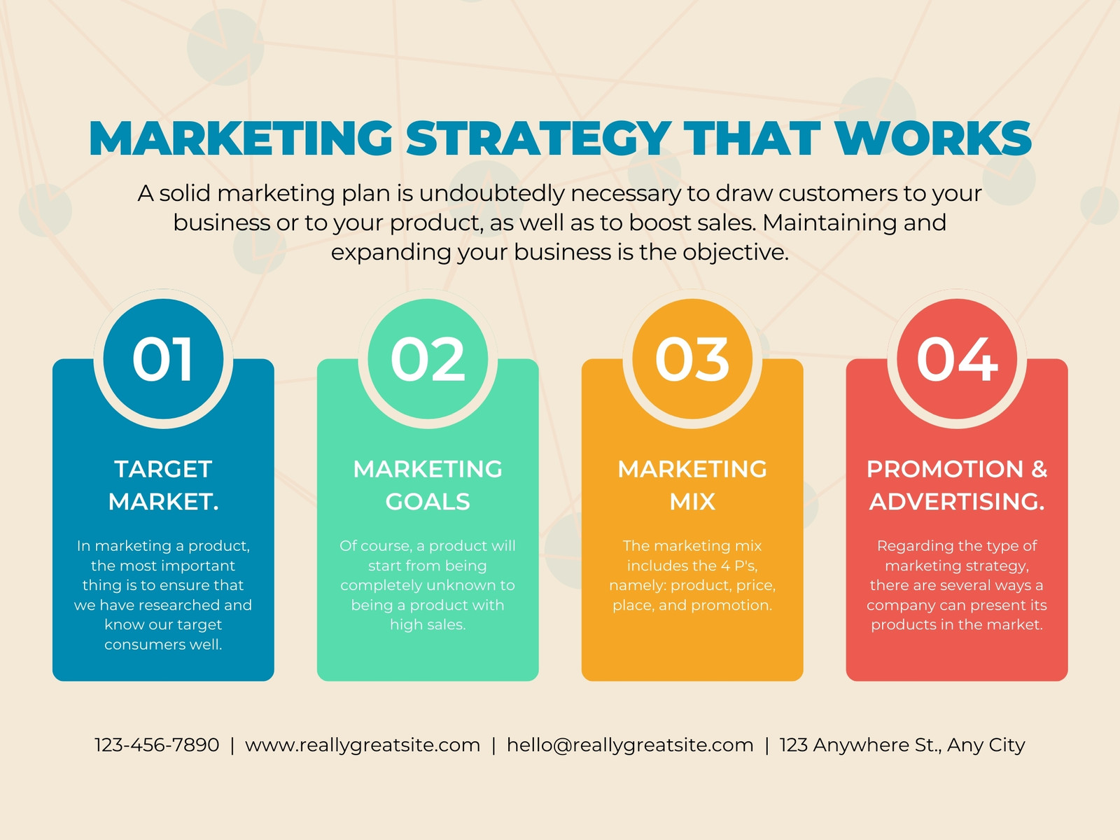 Cream Blue Simple Tips Marketing Strategy Graph