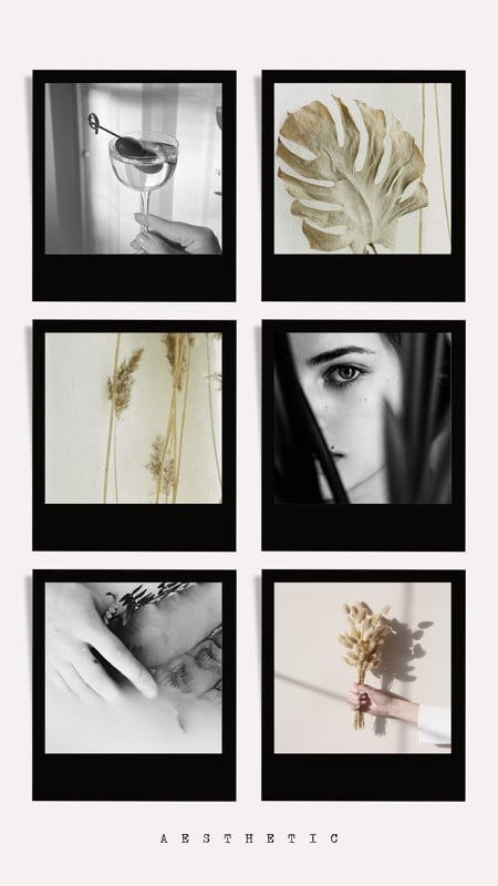 Modern Aesthetic Photo Collage Instagram Story Canva template, black and white