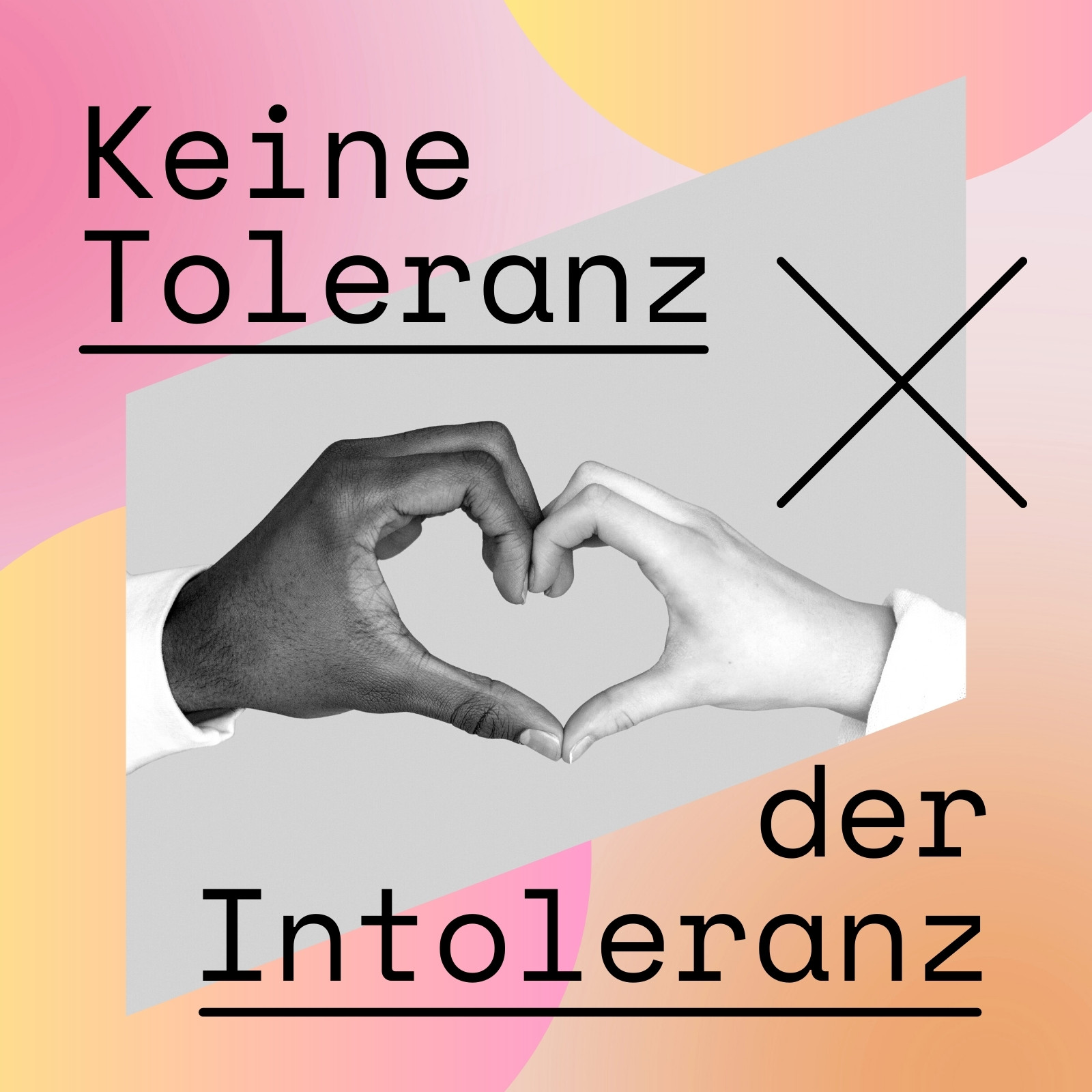 Pfirsichfarben-rosa quadratischer Sticker mit Foto Schule Keine Toleranz der Intoleranz Pfirsichfarben-rosa quadratischer Sticker mit Foto Schule Keine Toleranz der Intoleranz