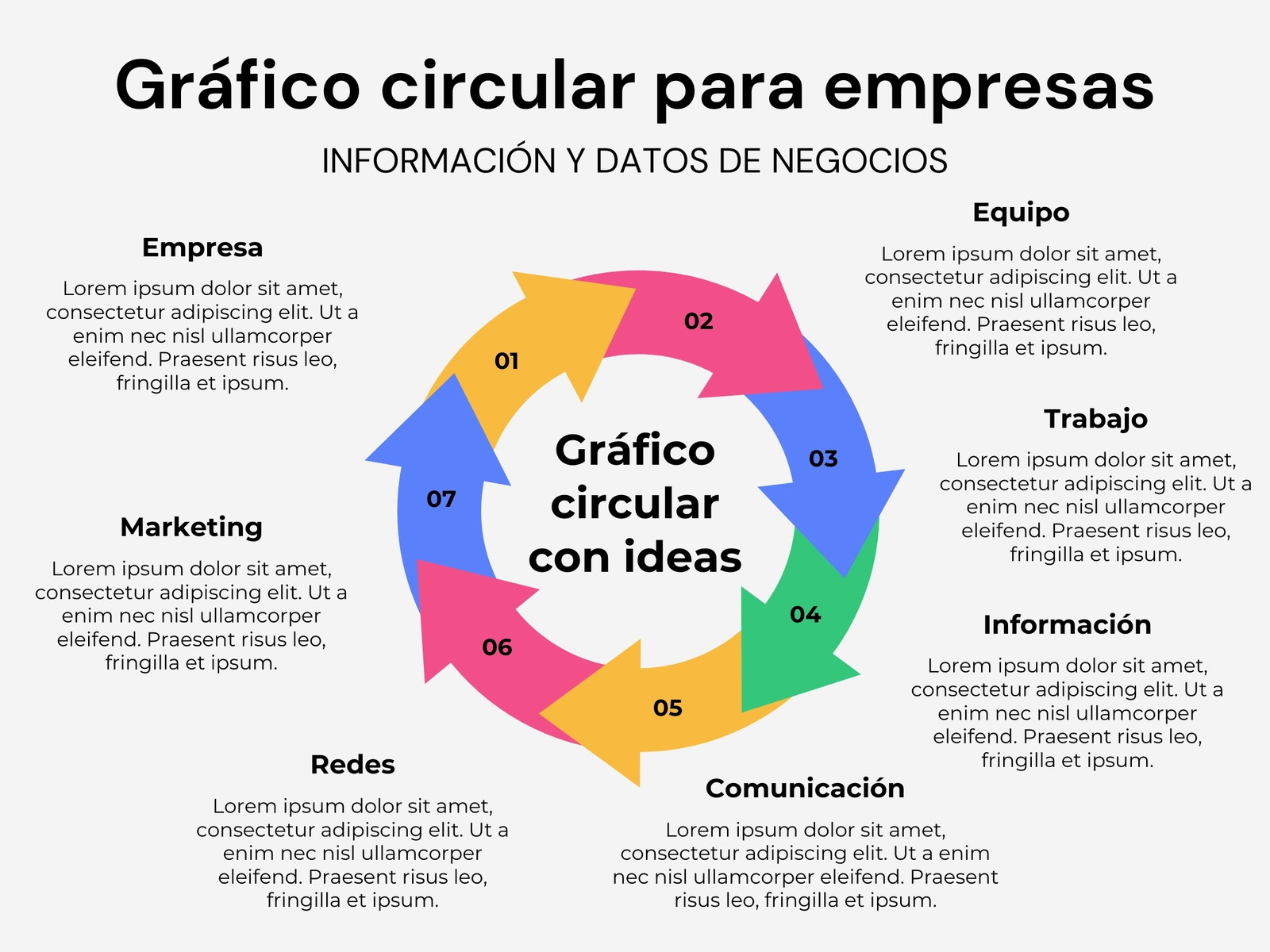 Gráfico circular para empresas Conceptos Diagrama Informativo Corporativo Multicolor