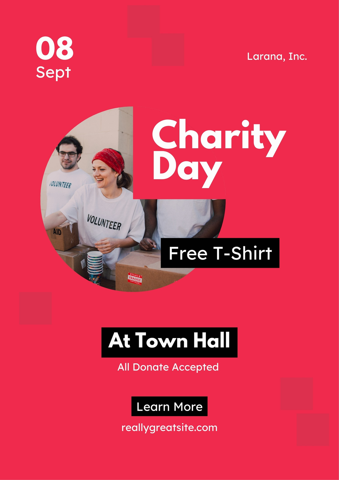 Red Black Creative Minimalist Charity Day Poster