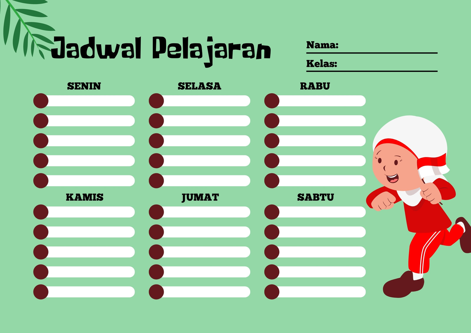 Hijau Daun Ilustrasi Lomba Jadwal Pelajaran Hijau Daun Ilustrasi Lomba Jadwal Pelajaran