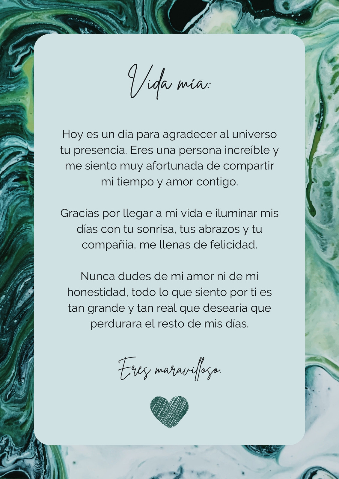 Documento A4 De Carta De Amor Para Alguien Especial En Color Verde Y Azul